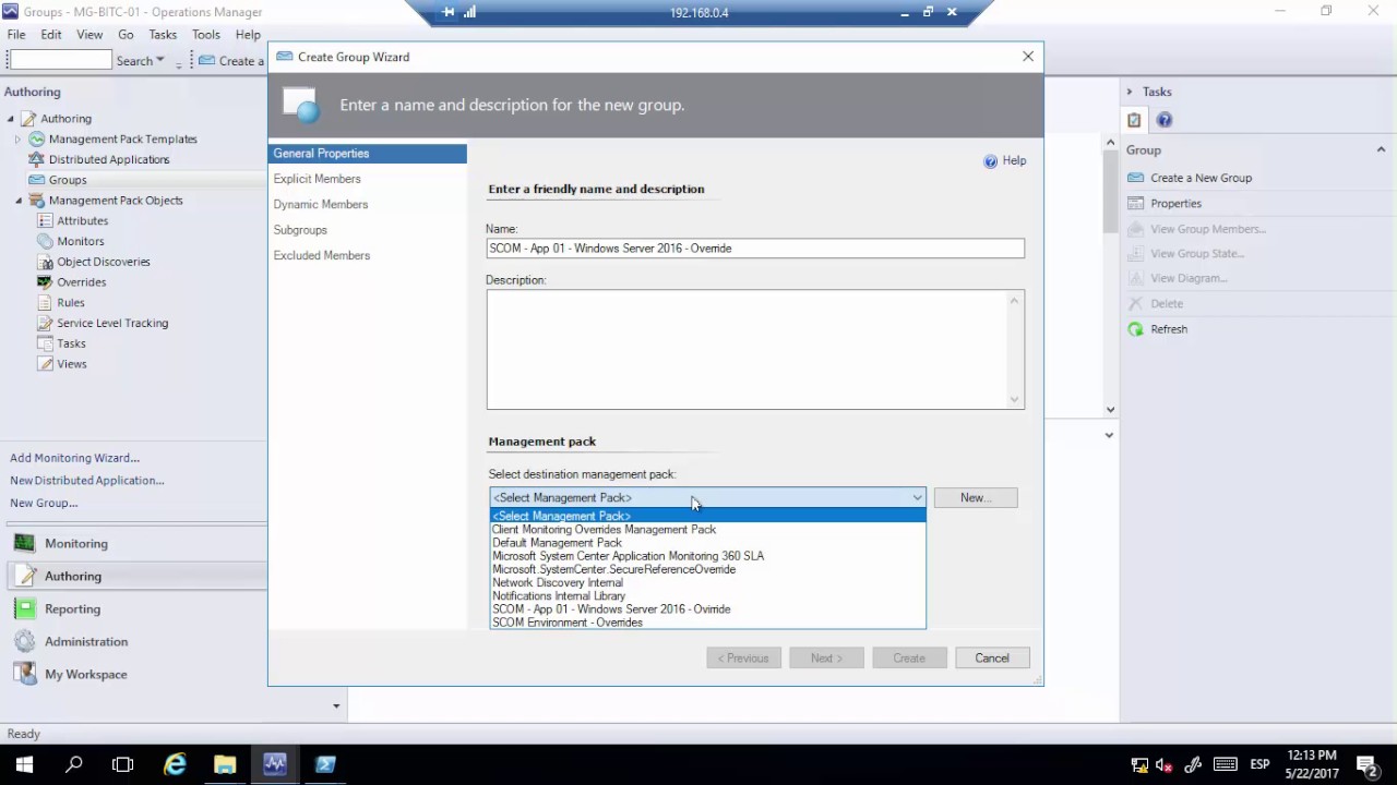 SCOM 2016 - Create a custom Management pack and an Override