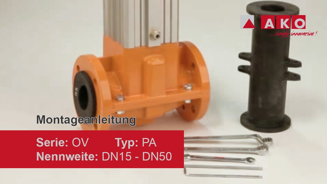 Montageanleitung: Schlauchquetschventil (mechanisch), Serie OV, Typ PA, DN: 15, 20, 25, 32, 40, 50