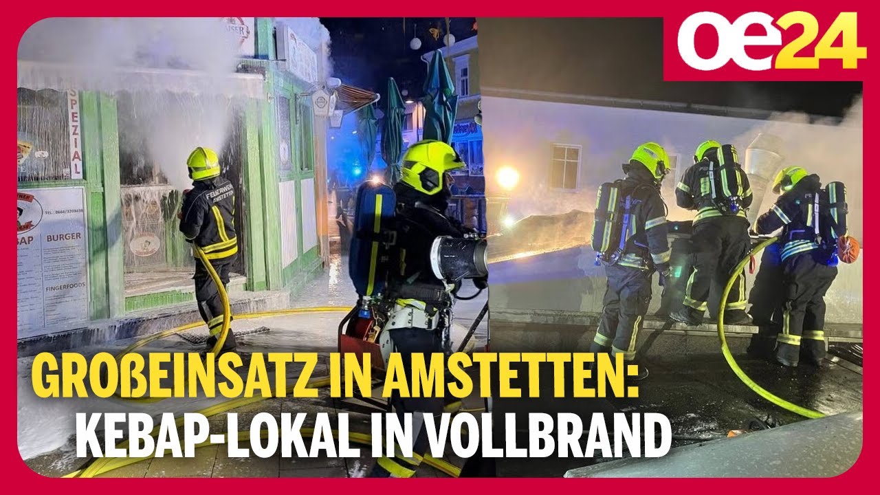 Gro&szlig;einsatz in Amstetten: Kebap-Lokal in Vollbrand