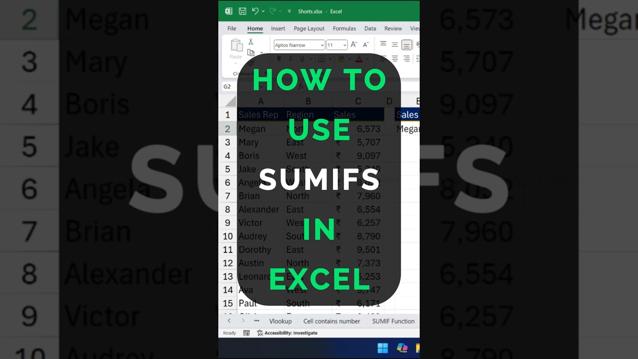 How to use SUMIFS function in Excel