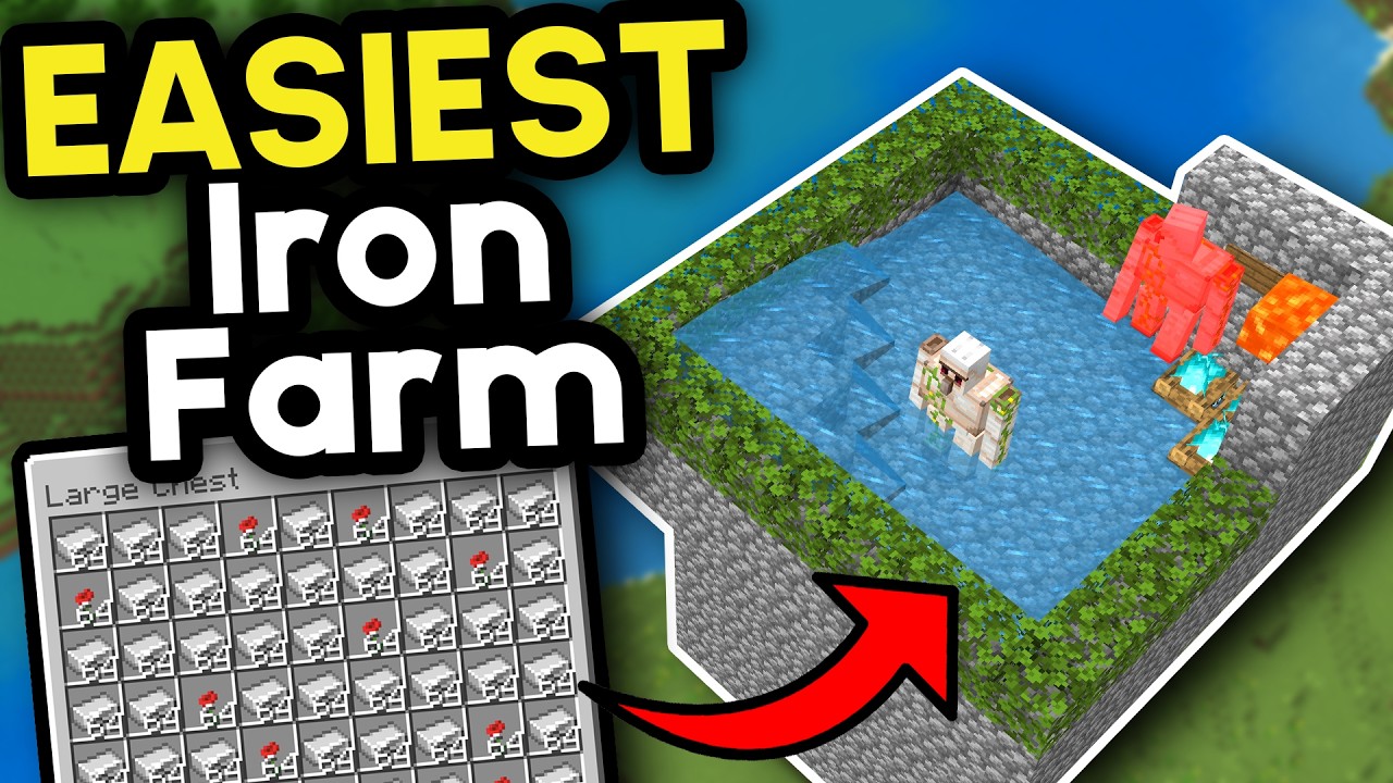 The BEST Iron Farm Minecraft Bedrock 1.21