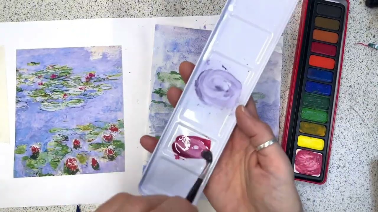 Year 6 Monet Water Lillies Process Painting. 