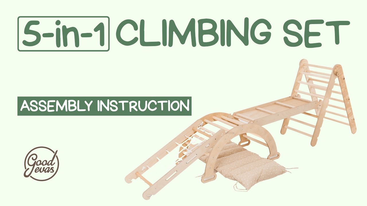 S04B KIDS PLAY SET 5IN1: TRIANGLE LADDER + SLIDE/CLIMBER + NET + ARCH + CUSHION - ASSEMBLY