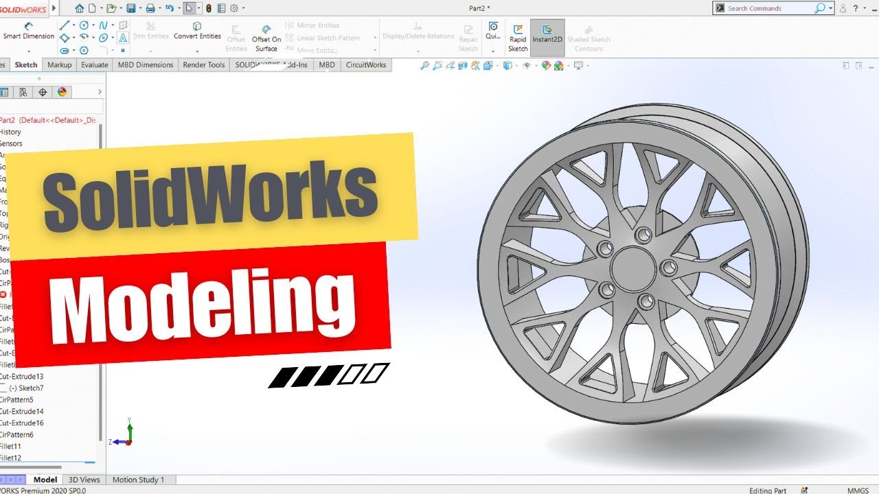 SolidWorks Tutorial | How to Sketch a Wheel Rim Step-by-Step