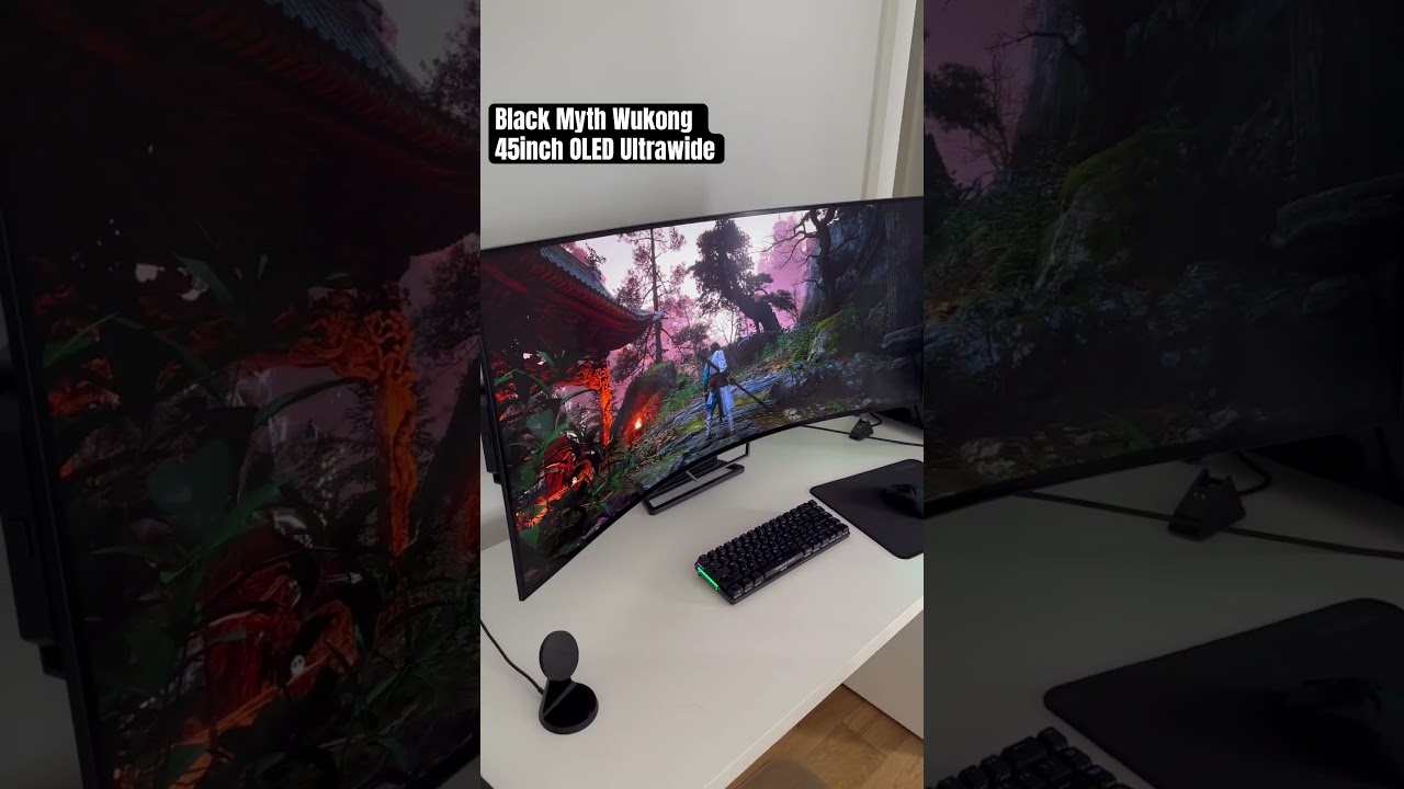 Black Myth Wukong on a 45inch OLED monitor is crazy !! #oled #gaming #gamingsetup #setup #blackmyth