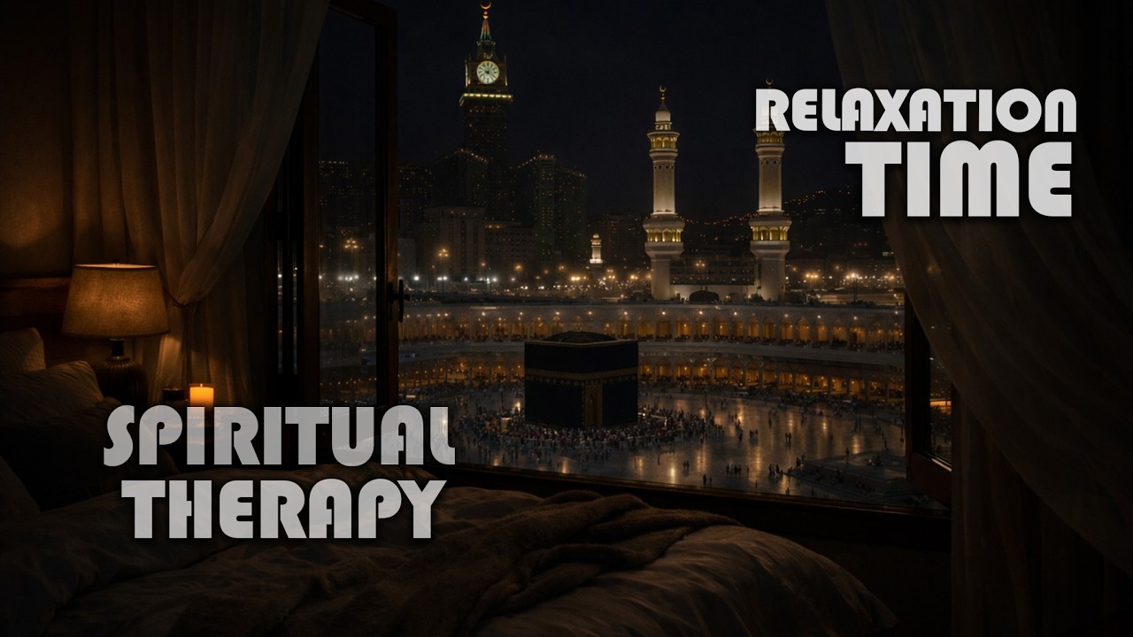 Rainy Night at Cozy Hotel Room Overlooking Masjidil Haram | Peaceful Islamic Ambience for Deep Sleep