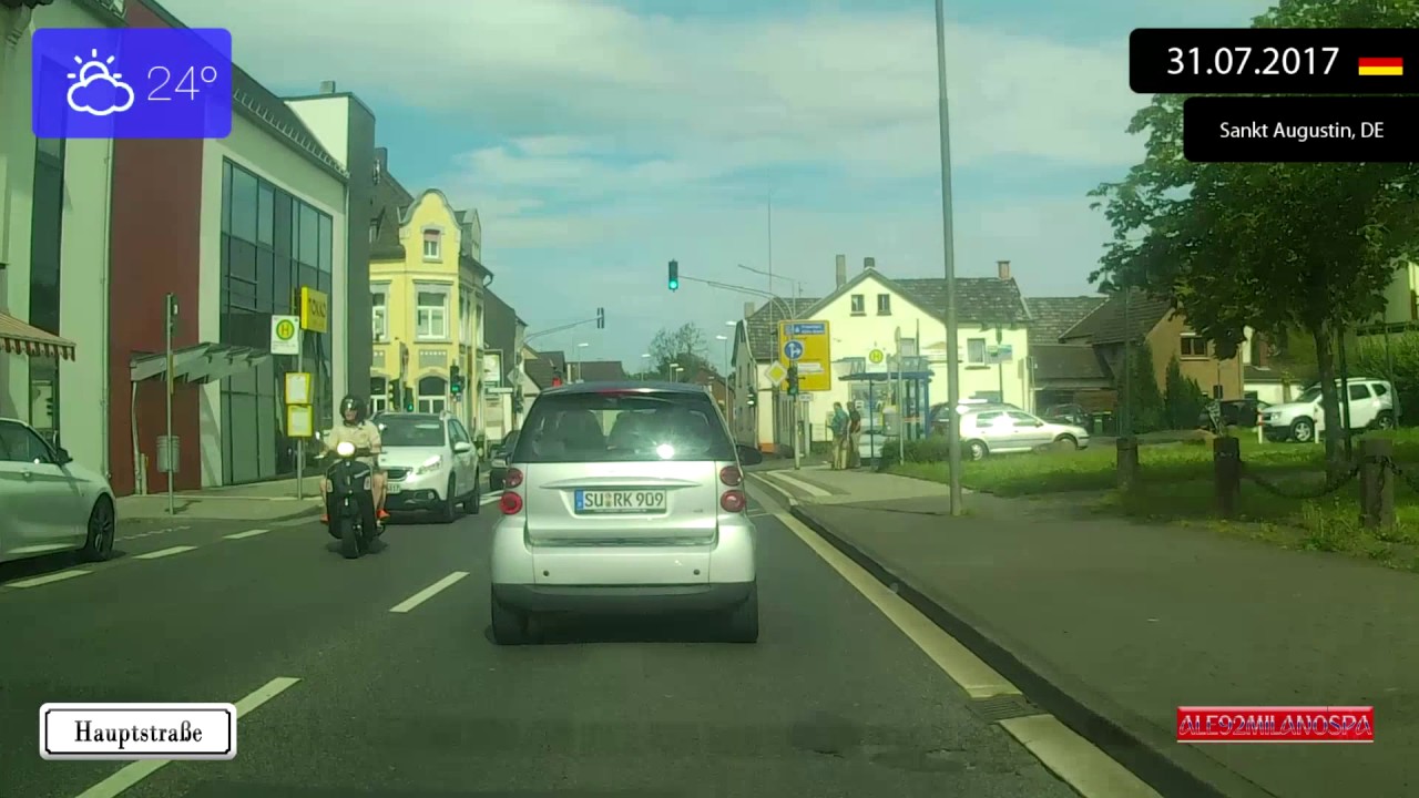 Driving through Sankt Augustin (Germany) from Mülldorf to Birlinghoven 31.07.2017 Timelapse x4