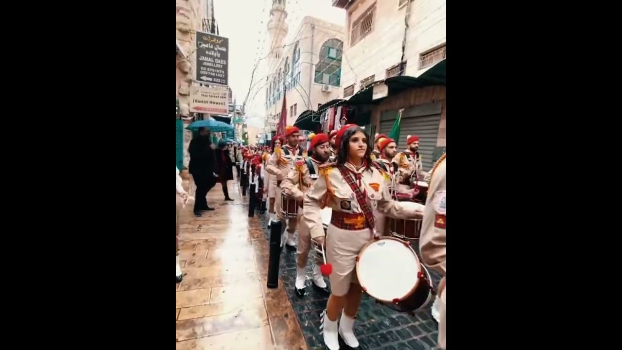 The Syriac Club Scout Troop Bethlehem on the march | Drumline Cadence | Pipes and Drums
