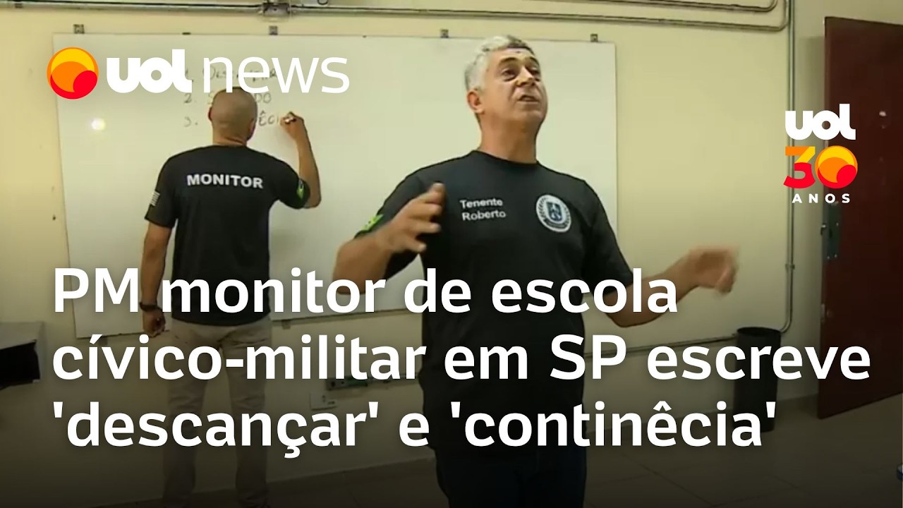 PM monitor de escola cívico-militar escreve 'descançar' e 'continêcia' em São Paulo