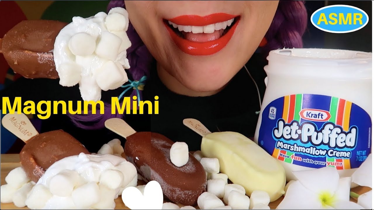 ASMR MAGNUM MINI+MARSHMALLOW CREME EATING SOUND| 매그넘 미니,마시멜로우 크림 리얼사운드 먹방 |CURIE.ASMR
