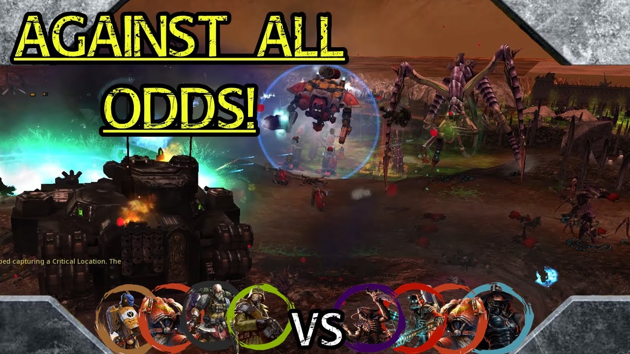 Dawn of War DE Unification: 4 vs 4 Death Korps, Renegade Guard, Marines, Tau vs Tyranids, AM, WH, SM