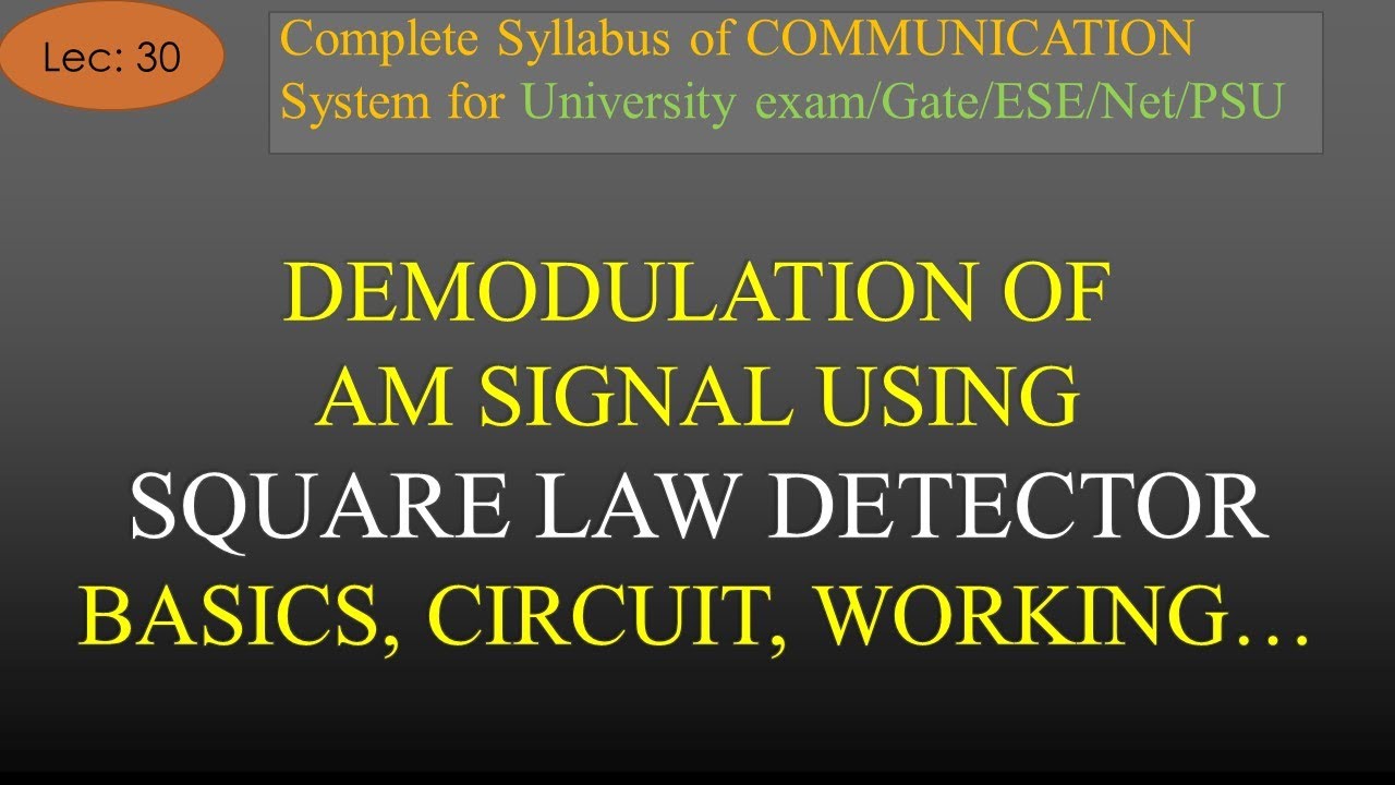 Square Law Detector : Basics, Block Diagram, Circuit, Working Part-1 | Cos Sys | R K Classes |Lec-30