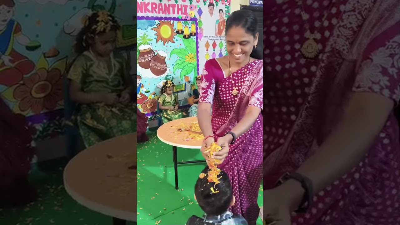 Lkg , ukg students Ready to sankranti celebration 