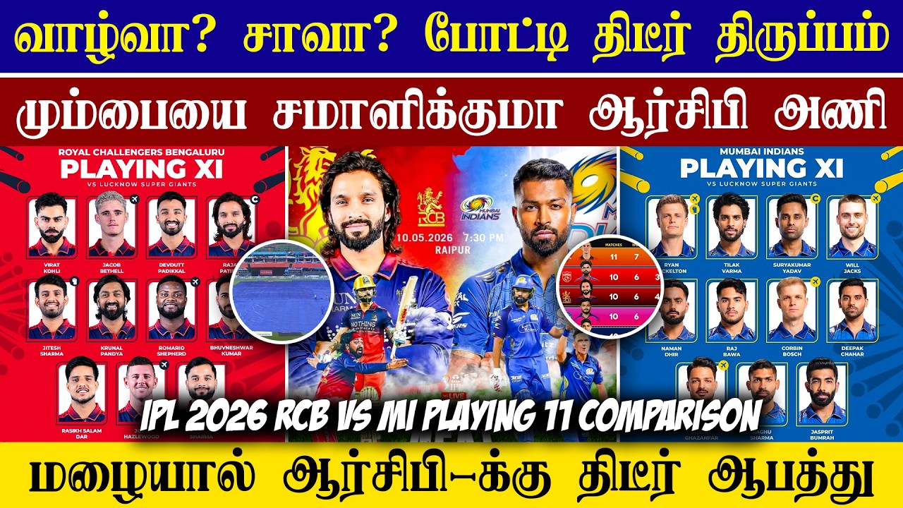 🔴LIVE : RCB VS MI Match Playing 11 Comparison💥| Must Win Match For RCB Team😱| CRICTIME |