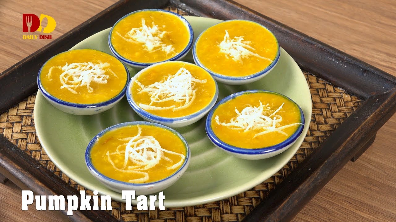 Thai Pumpkin Tart | Thai Dessert | Kanom Fak Tong | ขนมฟักทอง