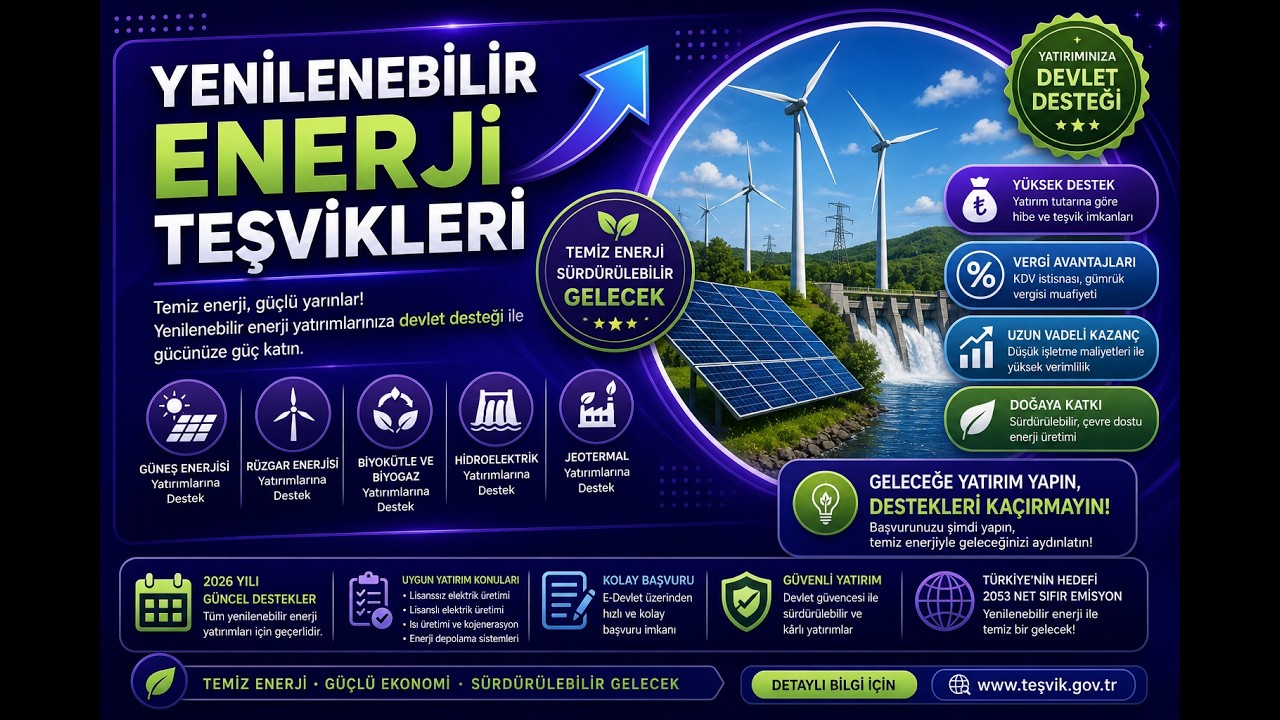 Yenilenebilir Enerji Teşvikleri 2026 | GES, RES ve Devlet Destekleri