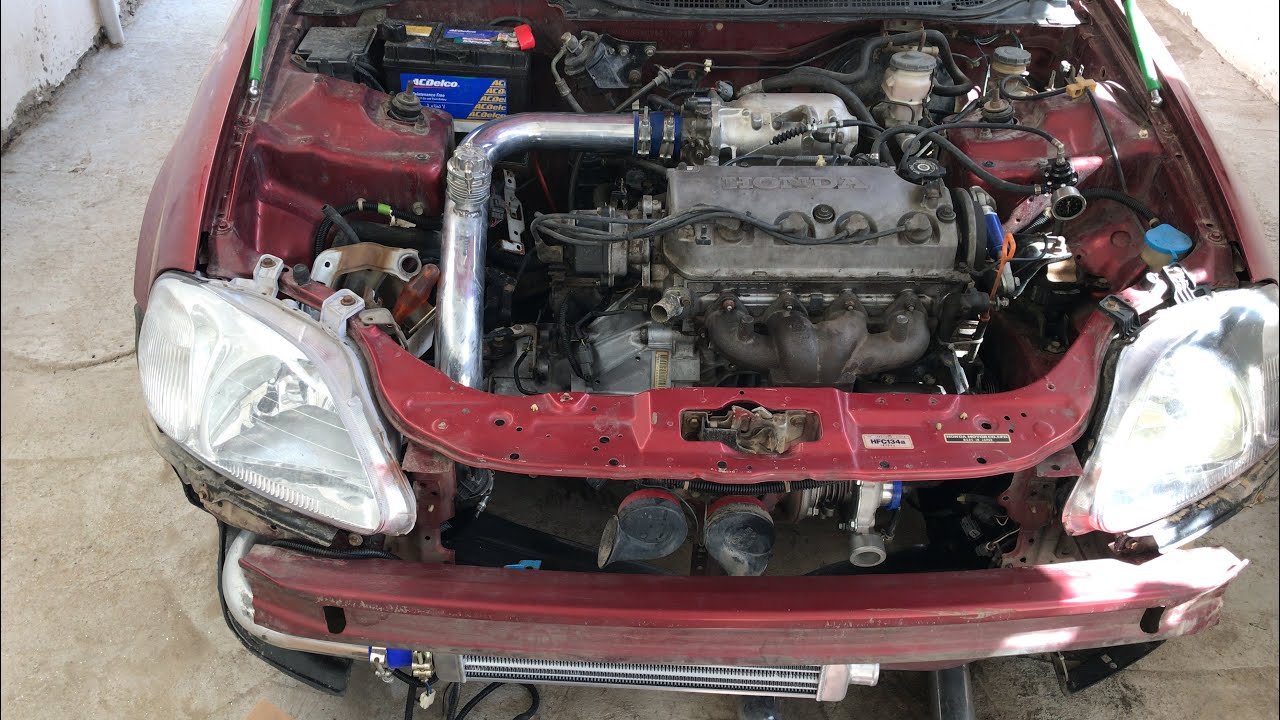 ( تركيب كت تيربو لهوندا)مشروع تجديد هوندا جزء ( swap turbo )building project honda civic 98 part23