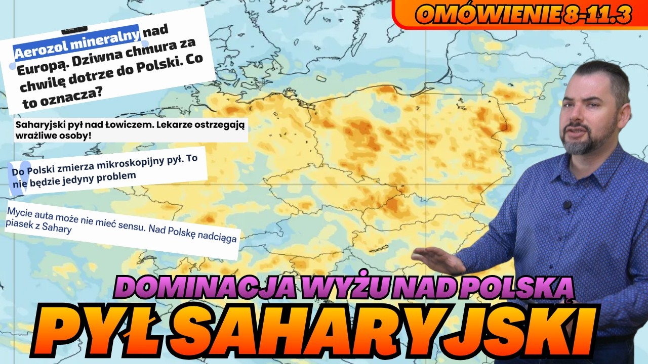 Pył saharyjski nad Europą i Polską. Krwawego deszczu nie będzie. Pył Nie jest dla nas niebezpieczny.