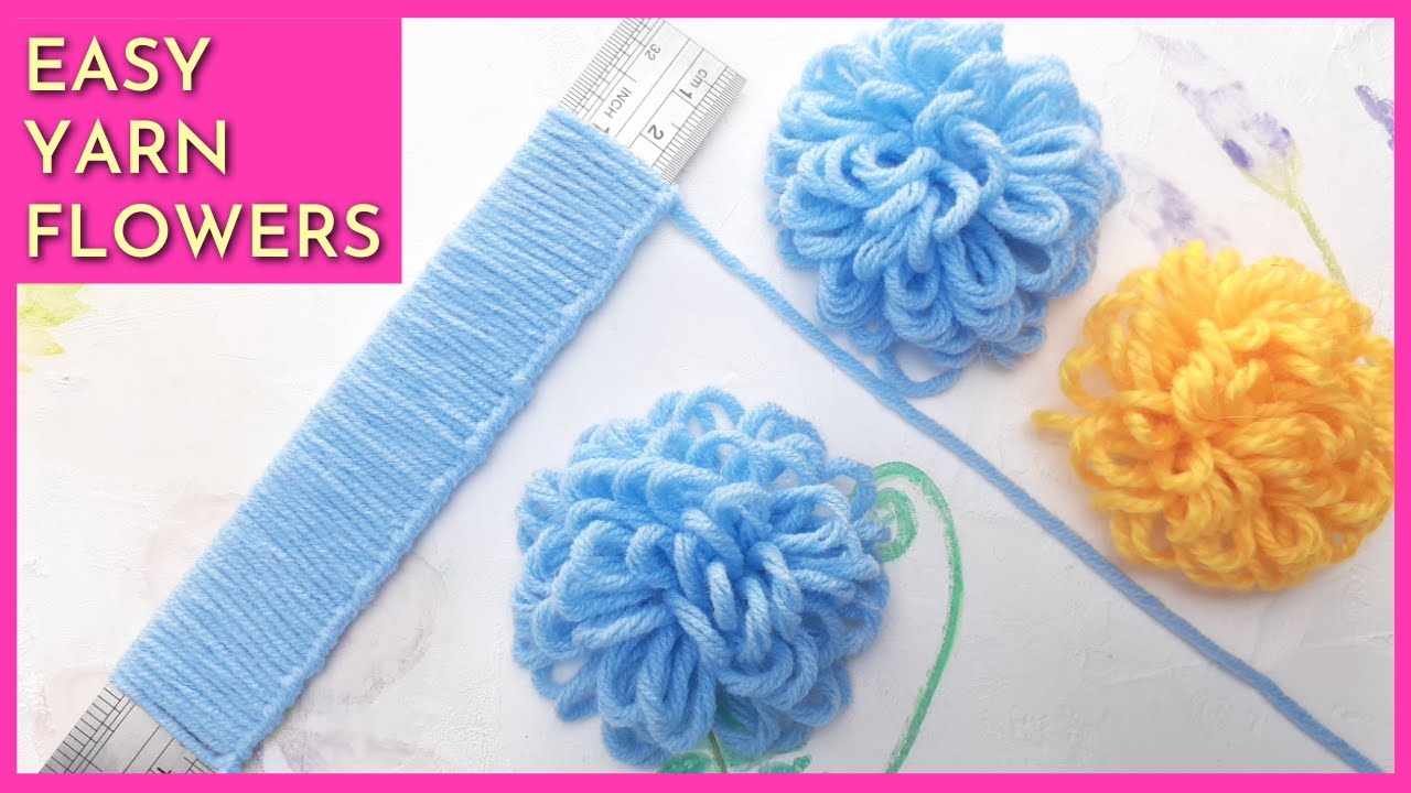 HOW TO MAKE YARN FLOWERS USING A RULER | DIY WOOL FLOWERS