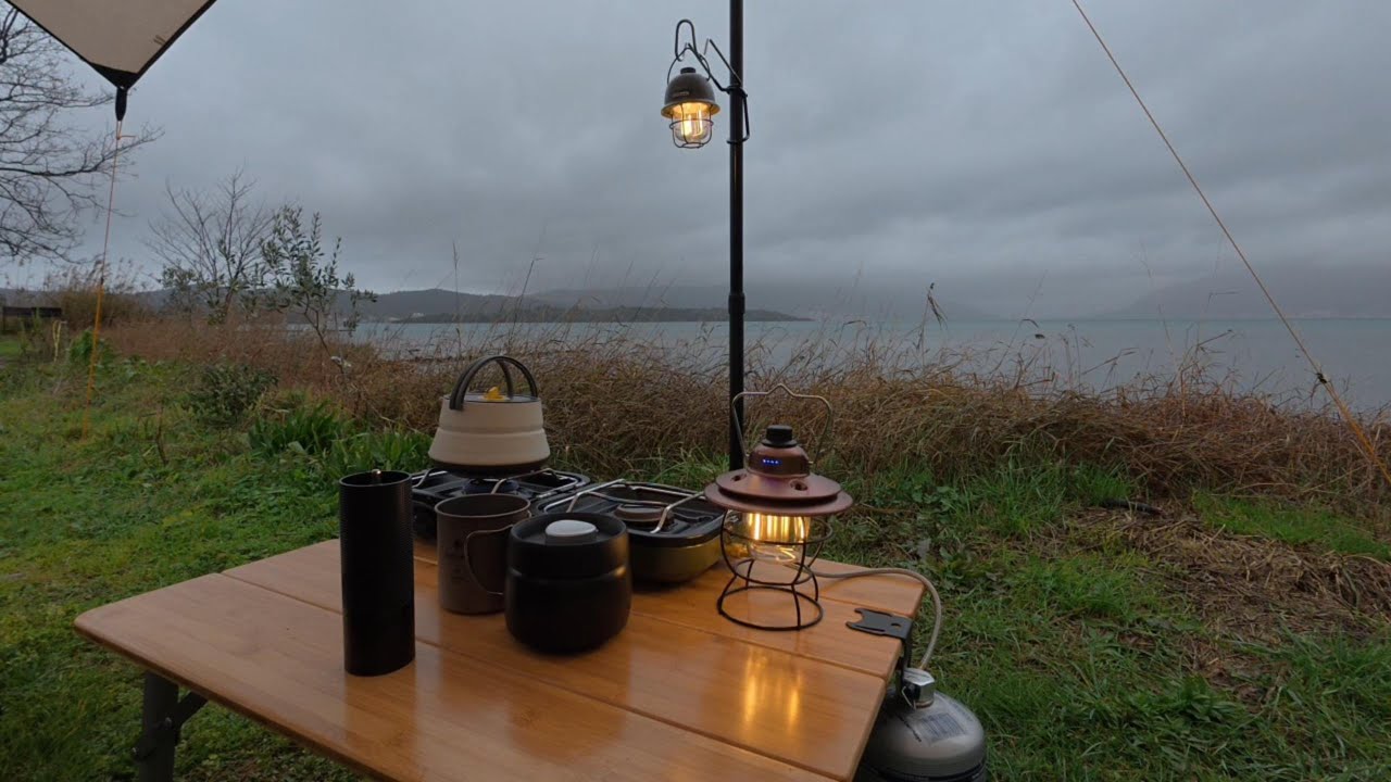 Quiet Solo Camping in the Rain | No Talking, Wind & Nature Sounds