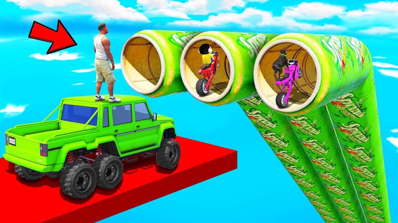 SHINCHAN AND FRANKLIN TRIED THE IMPOSSIBLE TRIPLE GIANT TUNNEL PARKOUR CHALLENGE GTA 5