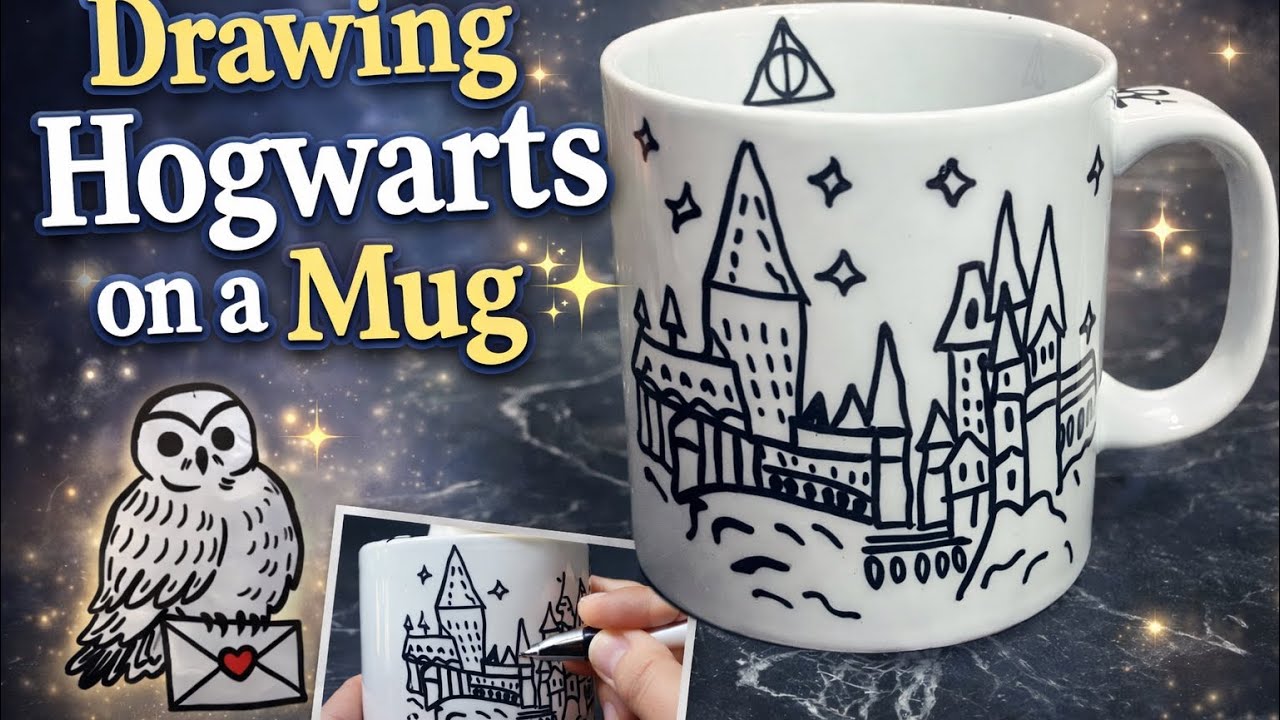 I Turned a Plain Mug into Hogwarts! ☕️✨🦉