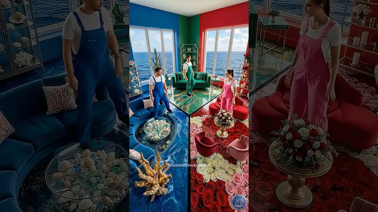 THIS TRIPLE FLOOR IS JUST INSANE! 😱❤️💙💚 Epoxy Luxury Floor #epoxy