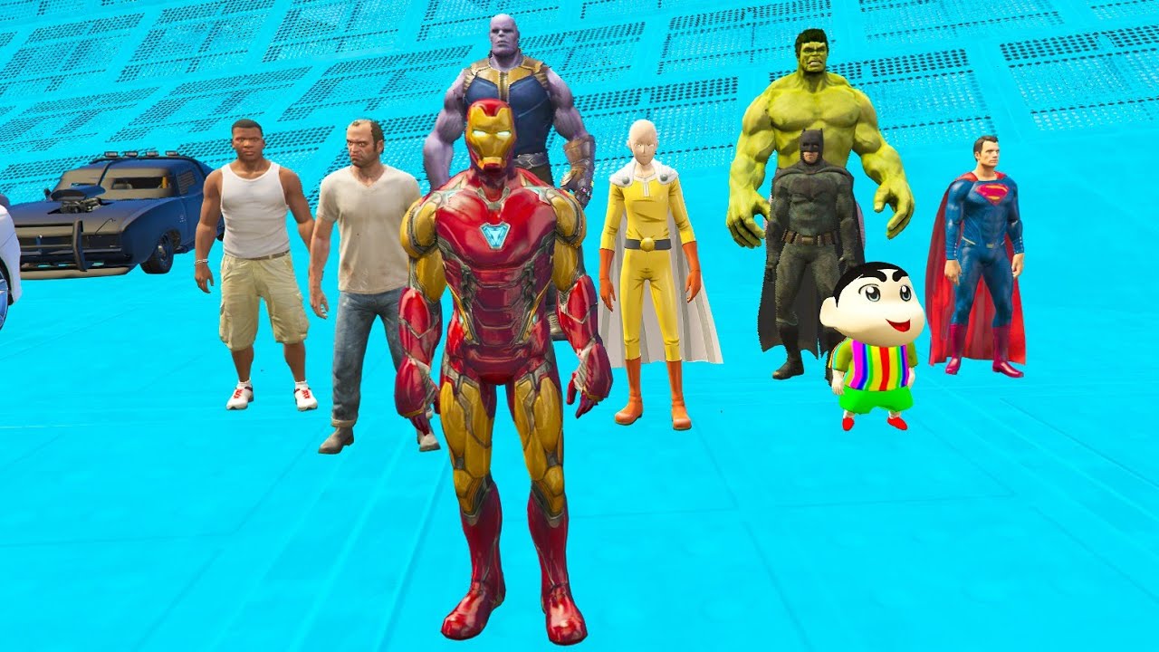 HULK, IRON MAN, THANOS & MORE 💥 Insane Ramp Jumps GTA 5 Mods Part 2