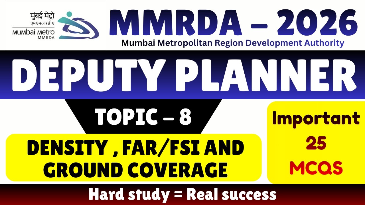 Density , FAR and Ground Coverage MCQS | MMRDA 2026 Deputy Planner PDF Notes | Deputy Planner MMRDA