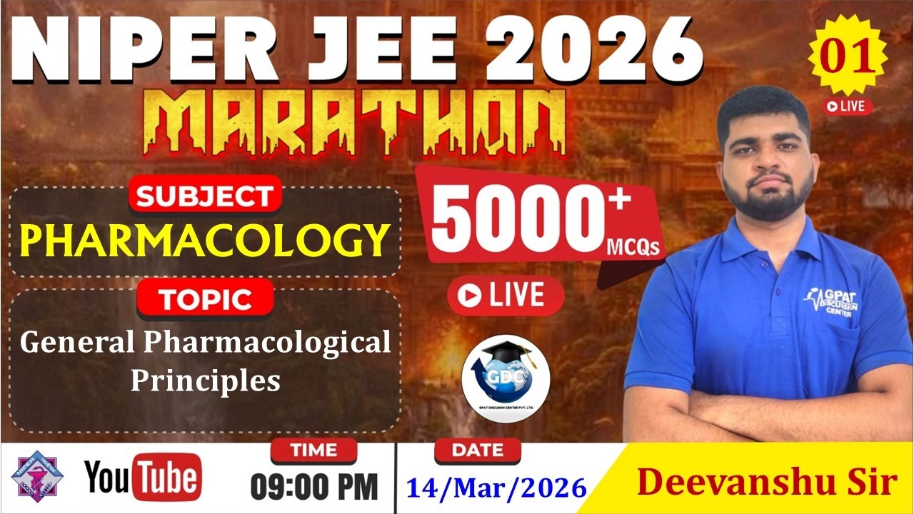 Pharmacology: General Pharmacological Principles | NIPER JEE 2026 Marathon | 5000+ MCQs Practice