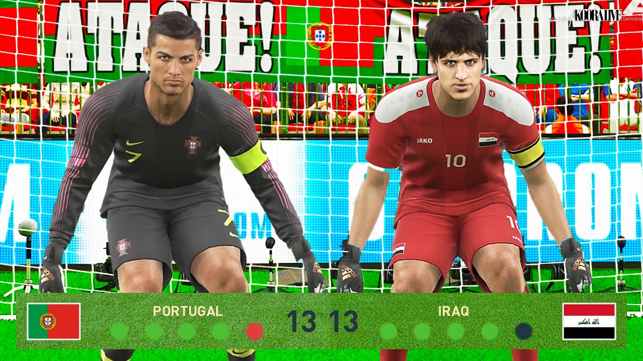 ركلات ترجيح مهند علي ضد كريستيانو رونالدو l ف حارس مرمي l البرتغال ضد العراق   PES 2019 l