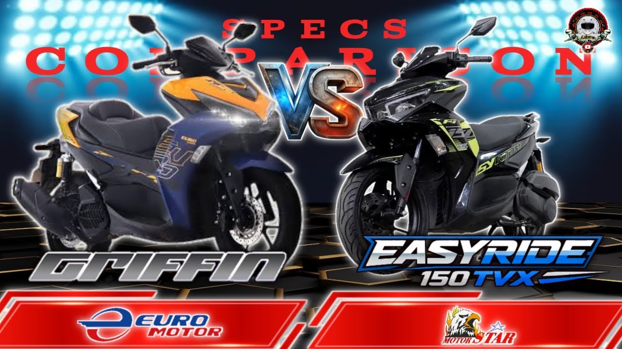 Сравнение характеристик EURO GRIFFIN 180i и MOTORSTAR EASYRIDE 150 TVX
