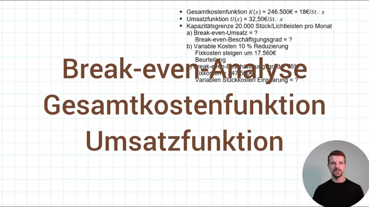 BWH Industriemeister Metall 2024-2 Herbst Aufgabe 7 - Break-even-Analyse, Kosten & Umsatzfunktion