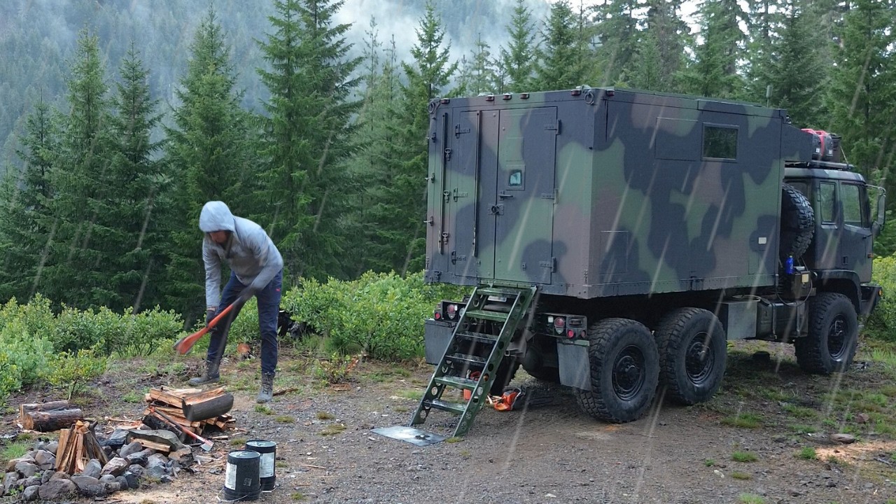 Camping In The Rain With Camper Truck At The End Of A Rainbow (Remastered Edition)