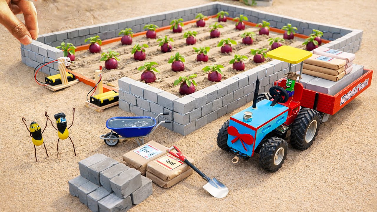 DIY Mini Tractor Making Brick Walled Garden & Laser Security After a Break-in | HP Mini DIY Tractor