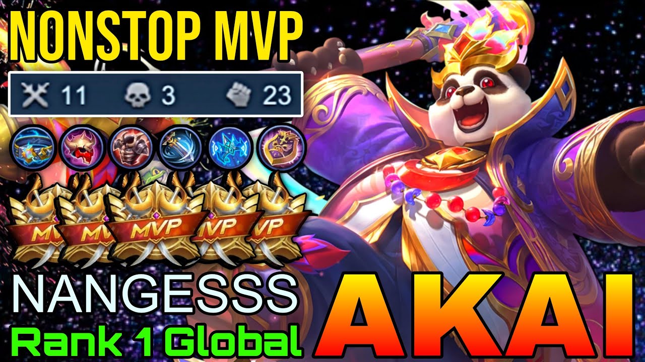 Super Tank Akai MVP Streak Build - Top 1 Global Akai by NANGESSS - Mobile Legends