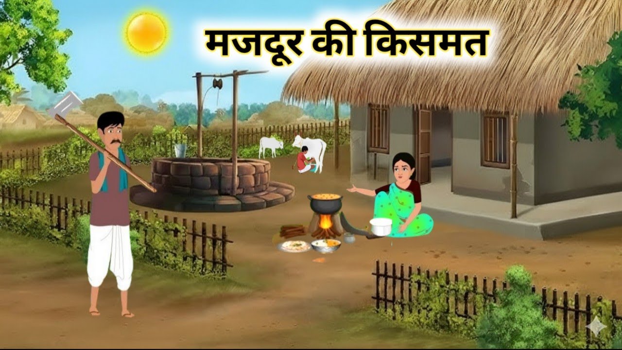 एक गरीब मजदूर की किसमत | moral kahani hindi cartoon, ek garib majdoor ki kahani in hind | 