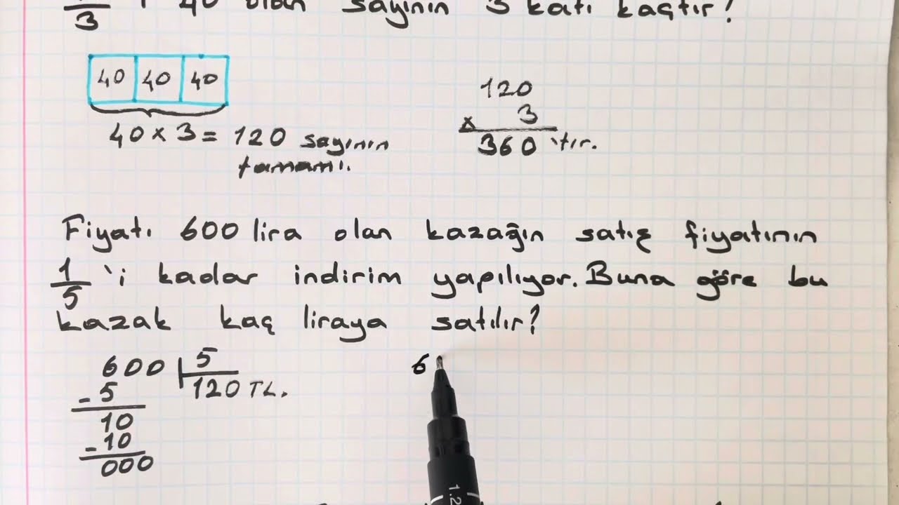 4.SINIF KESİR PROBLEMLERİ