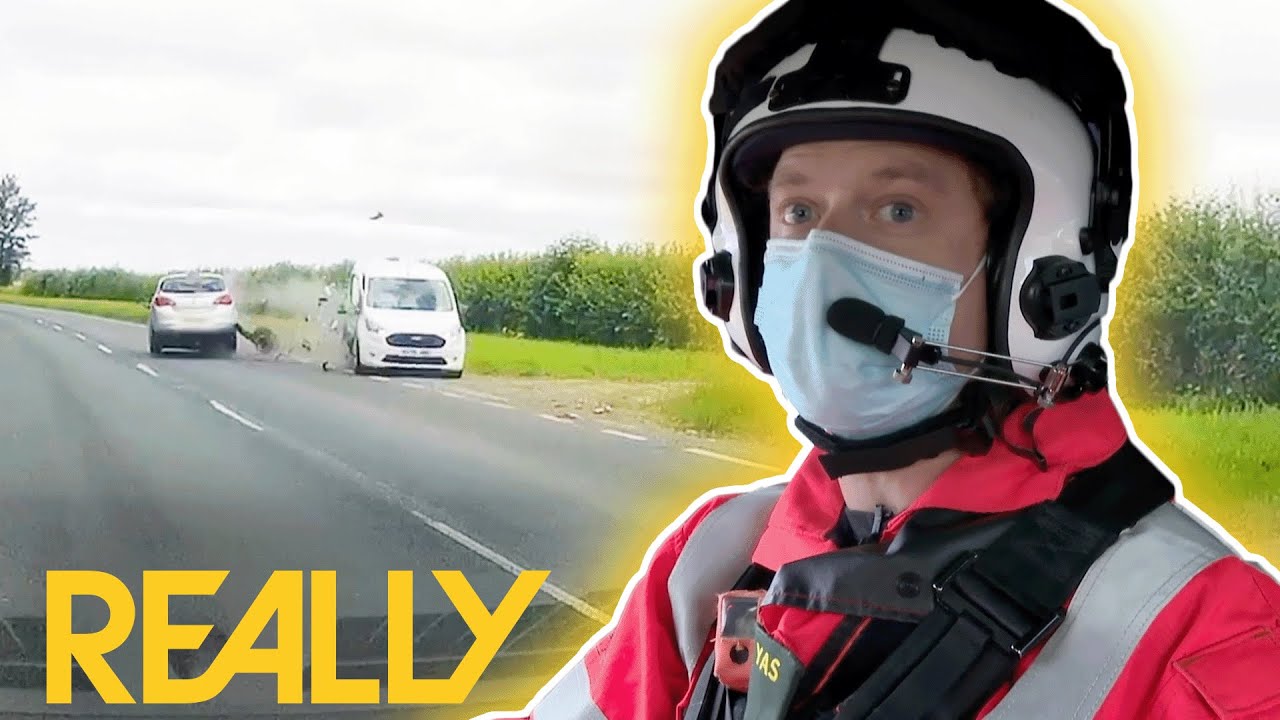 Violent Car Crash Caught On Camera Leaves Medics Worried! | Helicopter ER