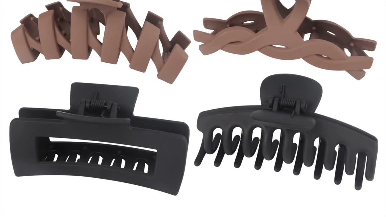 Beauty.H.C Brown Black Beige 4.5 Inch Large Hair Claw Clips Unboxing