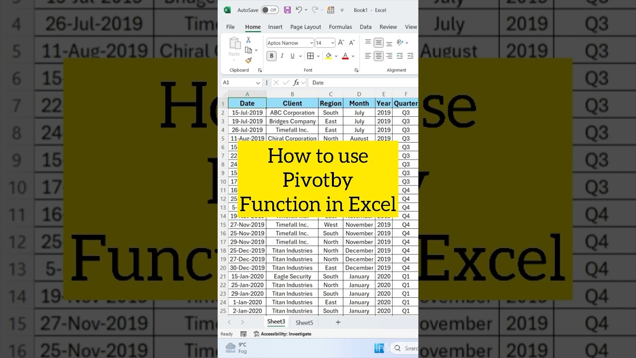 How to use Pivotby Function in Excel | #excel #exceltips #computertips