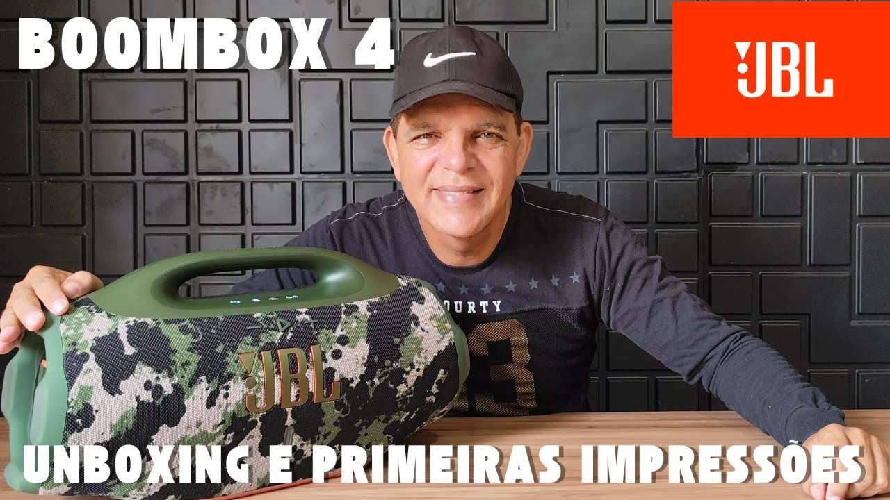 JBL BOOMBOX 4 CAMUFLADA   UNBOXING E PRIMEIRAS IMPRESSÕES - CAIXA DE SOM MUITO LINDA