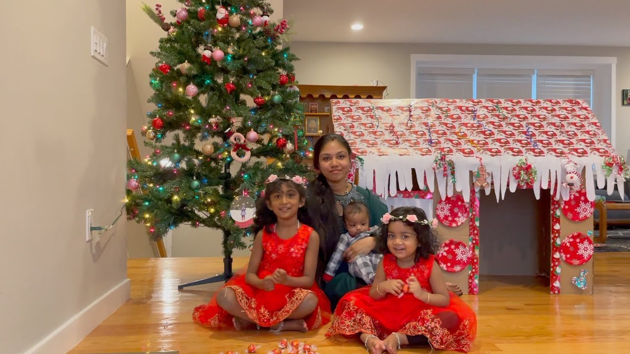 DIY Cardboard Gingerbread House By Nivi and Niya #DIY #Gingerbread #Playhouse #Nsisters #Christmas