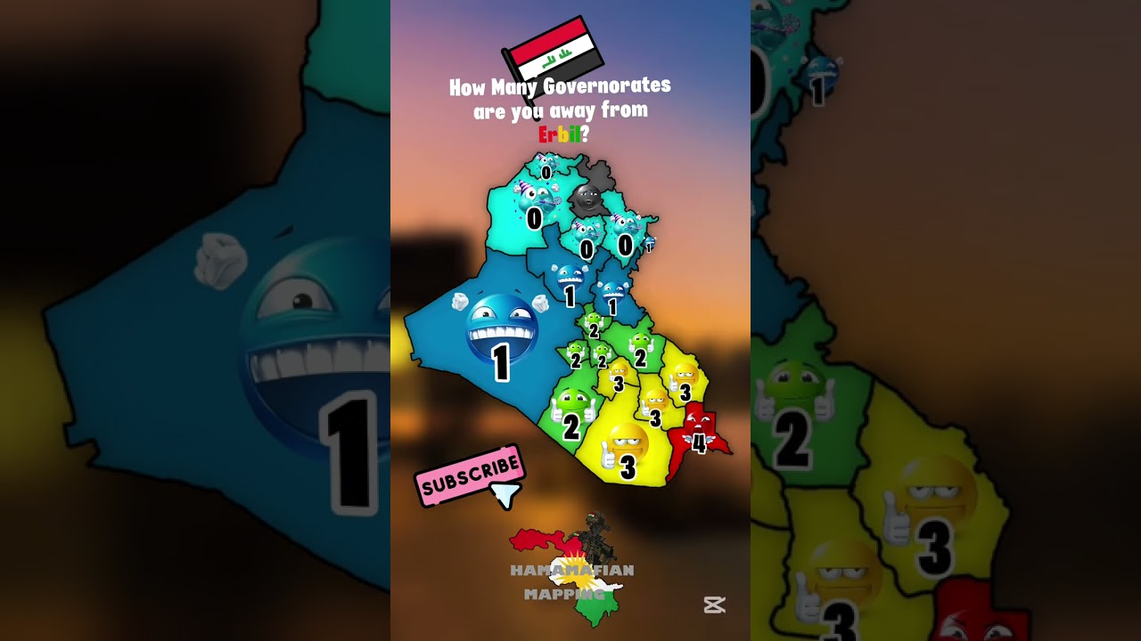 How many Governorates are you away from Erbil? 🇮🇶 #mapping #iraq #governorate #capcut
