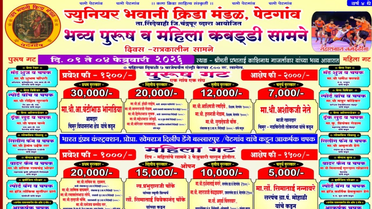 3rd Day || भव्य पुरुष व महिला गट कबड्डी स्पर्धा पेटगांव  2026 ||  #pangapoint 