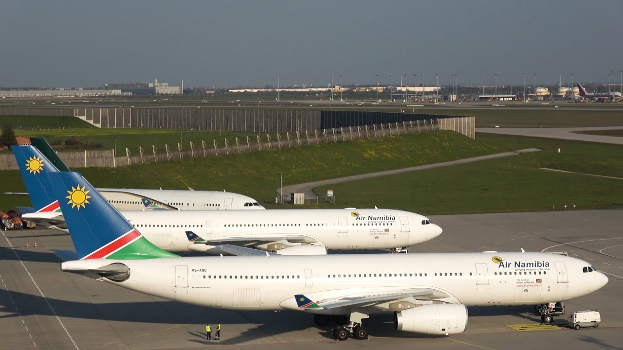 (4K) RARE | Air Namibia complete fleet of Airbus A330 at Leipzig/Halle Airport LEJ EDDP