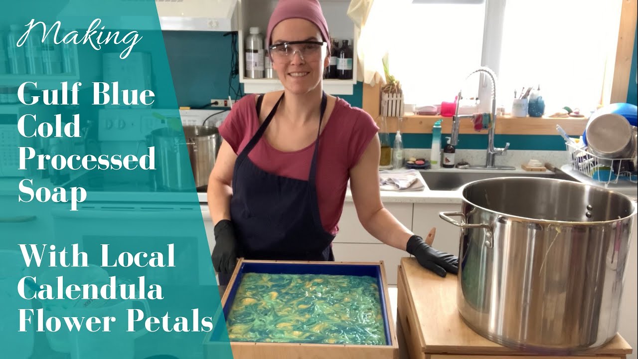 Making & Cutting Gulf Blue Cold Processed Soap