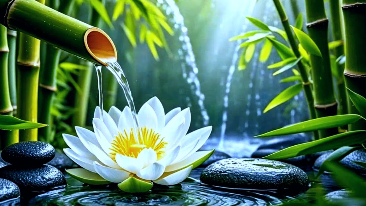 Relaxing Music Relieves Stress, Calm Anxiety and Depression 🌿 Bamboo Water Fountain, Calm the Mind