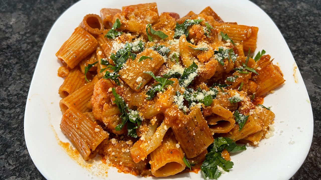 Homemade pan fried ￼pasta with tuna ￼