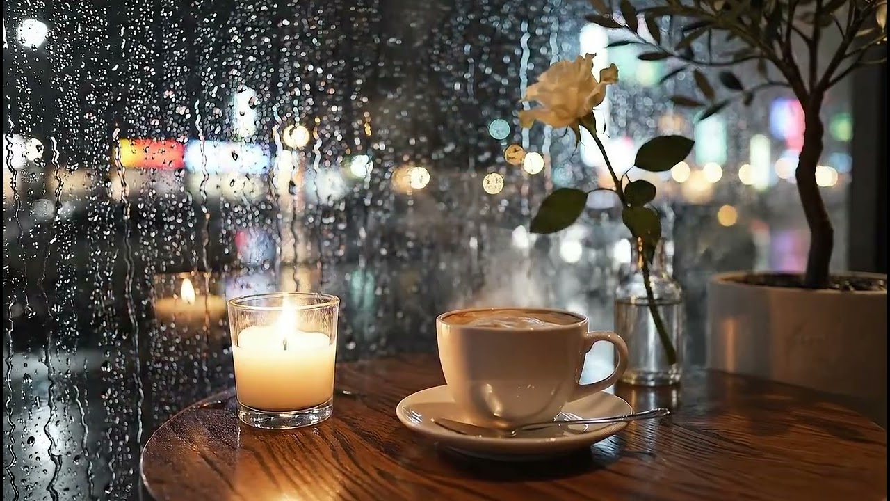Rainy Window Midnight Cafe Jazz 🌧️ Cozy Smooth Background Music for Relax & Sleep (4 Hours)